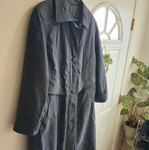 Canda Navy Patterned Trench Coat Size 16/18